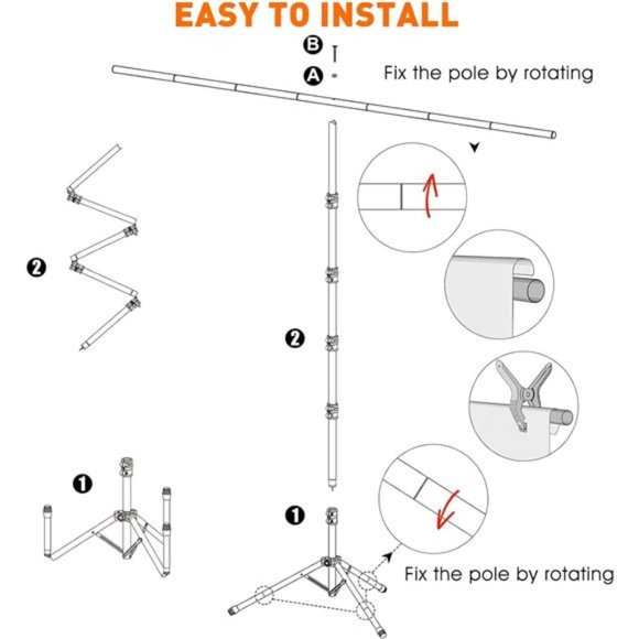 T-Shape Backdrop Stand Kit - 8 x 5.3ft Adjustable Photo Backdrop Stand ,Portable - Picture 7 of 8
